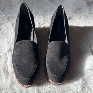 Vionic Black Suede Slip-On Loafers with Contrast Welt
